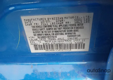 2024 Nissan Sentra Sv Xtronic Cvt z USA, uszkodzony, nr VIN 3N1AB8CV1RY275418